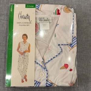 Character Cotton Pajama Set with Ice Cream Print 100%cotton new size extra large
